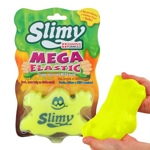 SLIMY Mega Elastic 150g - Original Mega Slime Spielmasse für Kinder, Spielspaß mit superdehnbarem Schleim in der Original Slimy Dose, elastische Spielknete (Spielzeug ab 3 Jahre), Farbe:Gelb von Slimy