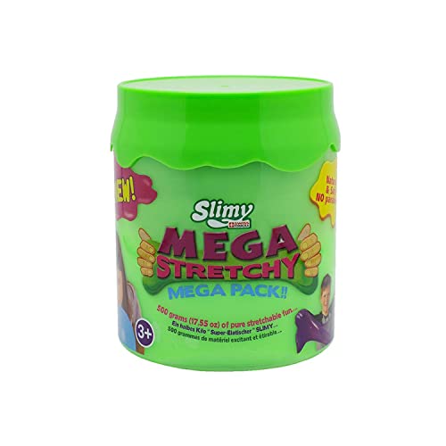 Slimy Mega Stretchy 500g - Original Mega Slime Spielmasse für Kinder, extrem dehnbarer Schleim in der Geschenkbox, elastische Spielknete als Kindergeschenk, Farbe:Grün von Slimy