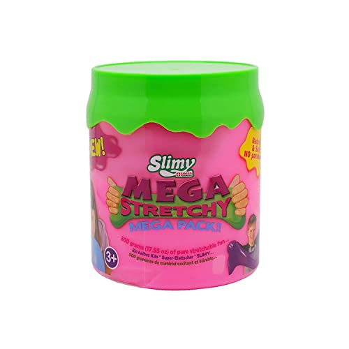 SLIMY Mega Stretchy 500g - Original Slimy Mega Slime Spielmasse für Kinder, extrem dehnbarer Schleim in der Geschenkbox, elastische Spielknete als Kindergeschenk, Farbe:Pink von Slimy