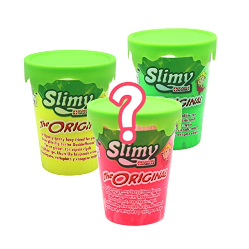 SLIMY Original Becher 80g Überraschungsfarbe - Original Slimy Slime, der Klassiker unter den Spielmassen, natürlich sicherer Schleim Spielspaß für Kinder (Spielzeug ab 3 Jahre) von Slimy