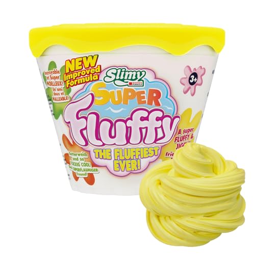 SLIMY Super Fluffy 100g Gelb Spielmasse im Becher - der flaumigste Original Slimy Slime, lustig duftende Schleim Knete für Kinder von Slimy