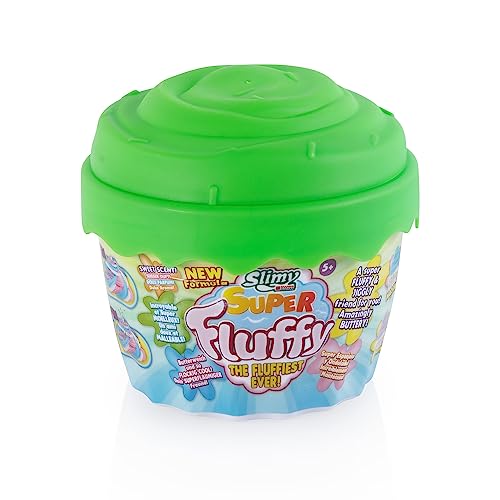 Slimy Super Fluffy 300g Spielmasse im Cup Cake-Becher - der flaumigste Original Slime, lustig duftende Schleim Knete für Kinder, Spielspaß mit elastische Spielknete (ab 3 Jahren), Farbe:Grün von Slimy