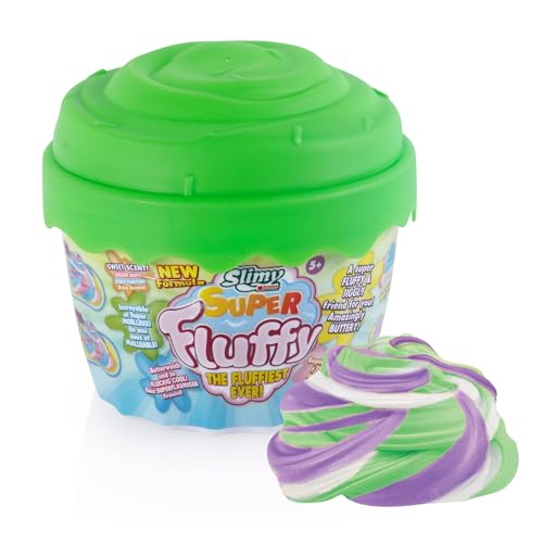Slimy Super Fluffy 300g Spielmasse im Cup Cake-Becher - der flaumigste Original Slime, lustig duftende Schleim Knete für Kinder, Spielspaß mit elastische Spielknete (ab 3 Jahren), Farbe:Grün von Slimy