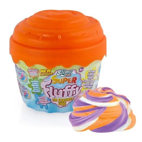 Slimy Super Fluffy 300g Spielmasse im Cup Cake-Becher - der flaumigste Original Slime, lustig duftende Schleim Knete für Kinder, Spielspaß mit elastische Spielknete (ab 3 Jahren), Farbe:Orange von Slimy