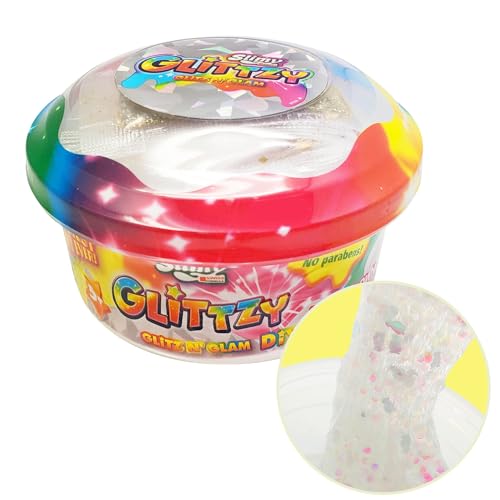 SLIMY Glittzy DIY - Original Slimy Slime Spielmasse für Kinder, der glitzerndste Schleim Aller Zeiten zum Selbermischen, elastische Spielknete (Spielzeug ab 3 Jahre), Farbe:Weiß von Slimy