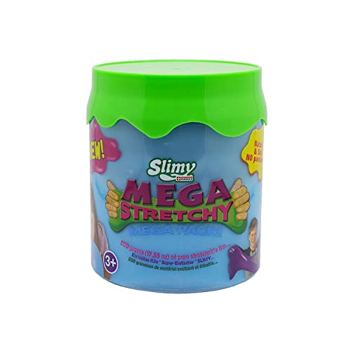 SLIMY Mega Stretchy 500g - Original Slimy Mega Slime Spielmasse für Kinder, extrem dehnbarer Schleim in der Geschenkbox, elastische Spielknete als Kindergeschenk, Farbe:Blau von Slimy