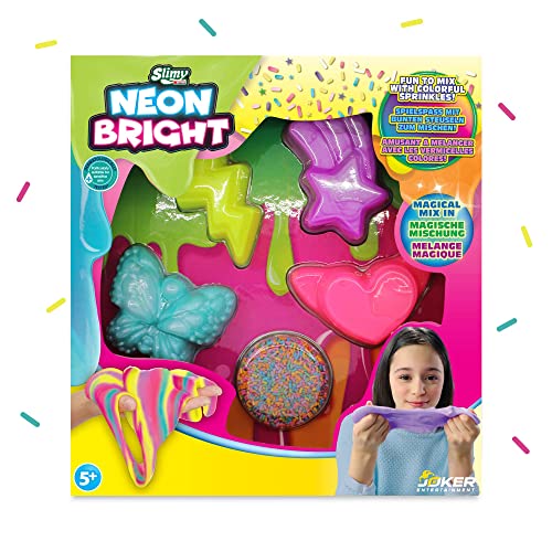 SLIMY Neon Bright 240g - Original Slimy Slime Spielmassen Set für Kinder, Schleim mit bunten Streuseln zum Einkneten und Mischen für kreativen Spielspaß, elastische Spielknete (Spielzeug ab 3 Jahre) von Slimy