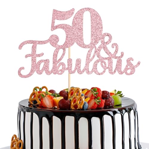 Cake Topper 50 und Fabulous Geburtstag Tortendeko, Torten Deko 50 Geburtstag Alles Gute, Happy 50 Birthday Cake Topper, Roségold Glitter 50. Kuchen Topper für 50 Geburtstag Party Dekoration Cake Topper 50 und Fabulous Geburtstag Tortendeko, Torten Deko 50 Geburtstag Alles Gute, Happy 50 Birthday Cake Topper, Roségold Glitter 50. Kuchen Topper für 50 Geburtstag Party Dekoration von Sliverdew