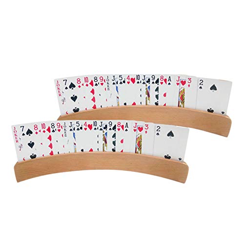 Spielkartenständer Holz - 2 Stück Spielkarten Halter Freisprech | Fanförmige Kartenhalter Kartenständer Ohne Hände | Spielkarten Box Für Behinderte Kinder, Senioren, Erwachsen von Sloane