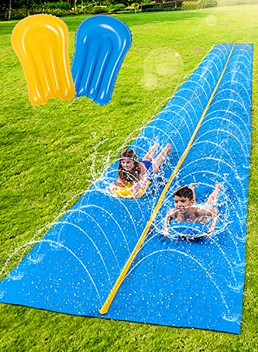 Sloosh riesige Wasserrutsche, 914cm x 183cm Rasen Wasserrutsche mit eingebautem Sprinkler und 2 Slip aufblasbare Bretter für Party im Sommer Garten Wasserrutsche Kinder Wasser Spielen Aktivitäten von Sloosh