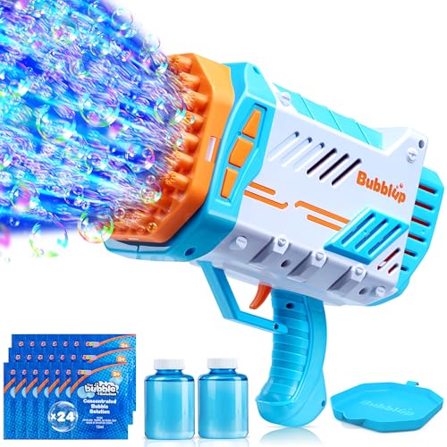 SLOOSH Seifenblasenmaschine Pistole, Seifenblasenpistole Kinder mit Licht, Bazooka Rakete Form Seifenblasenpistolen Blaster W/seifenblasen Lösung, Sommer Spielzeug, Geschenke, Hochzeit von Sloosh