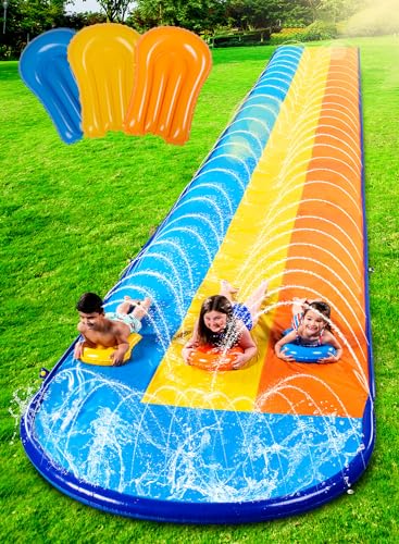 Sloosh 22,5ft/685,8cm Dreispurige Wasserrutsche mit 3 Bodyboards, Rasen-Wasserrutsche mit Outdoor-Sprinkler für Kinder und Erwachsene, Sommerspielzeug für Wasserspaß Sloosh 22,5ft/685,8cm Dreispurige Wasserrutsche mit 3 Bodyboards, Rasen-Wasserrutsche mit Outdoor-Sprinkler für Kinder und Erwachsene, Sommerspielzeug für Wasserspaß von Sloosh