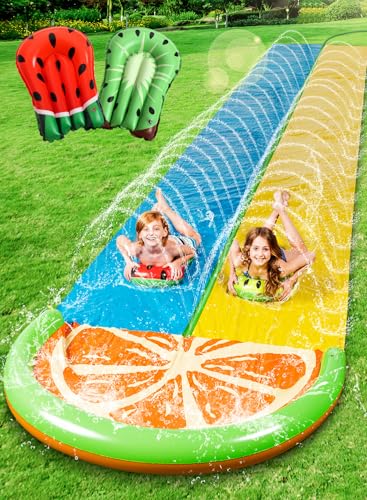 Sloosh 22,5ft/685,8cm Wasserrutsche mit 2 aufblasbaren Boards, doppelte Rasen-Wasserrutsche mit fortschrittlichen Sprinklern, Sommerspielzeug für Kinder und Erwachsene, Spaß im Garten, Orange Sloosh 22,5ft/685,8cm Wasserrutsche mit 2 aufblasbaren Boards, doppelte Rasen-Wasserrutsche mit fortschrittlichen Sprinklern, Sommerspielzeug für Kinder und Erwachsene, Spaß im Garten, Orange von Sloosh