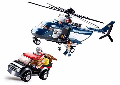 Polizei Hubschrauber Set (285 Teile) [M38-B0656], Spielset, Klemmbausteine, Rettungskräfte, mit Spielfigur, Polizei, Sluban SL95516 von Sluban