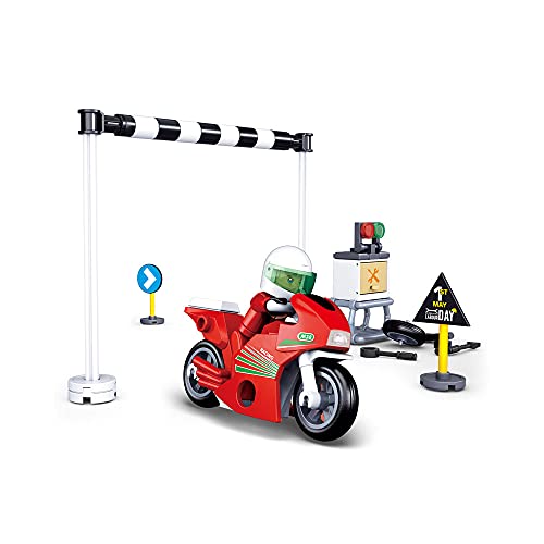 Rennmotorrad (60 Teile) [M38-B0717A], Spielset, Klemmbausteine, City, mit Spielfigur, Stadtleben, Sluban SL07156 von Sluban Klemmbausteine