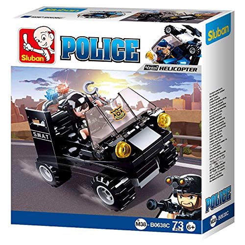 Sluban_M38-B0638C Klemmbausteine Sluban SL07075, Mini-Bauset SWAT Quad (73 Teile) [M38-B0638C], Spielset, Klemmbausteine, Rettungskräfte, mit Spielfigur, Polizei, Mehrfarbig von Sluban Klemmbausteine