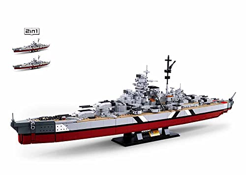 Sluban Klemmbausteine M38-B1102 MODELBRICKS-Bismarck Battleship 2-IN-1, Mittel, grau von Sluban Klemmbausteine