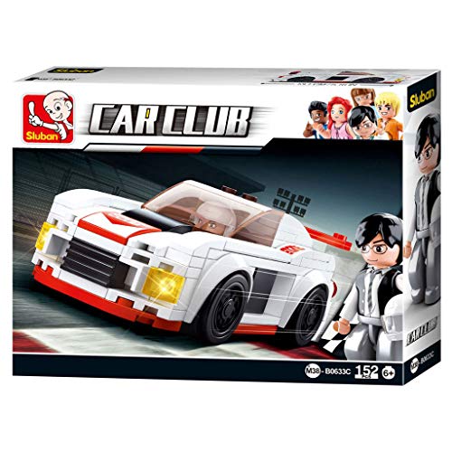 Sluban Klemmbausteine SL07090, Rennwagen Ritter (152 Teile) [M38-B0633C], Spielset, Klemmbausteine, Rennauto, mit Spielfigur, Car Club von Sluban Klemmbausteine