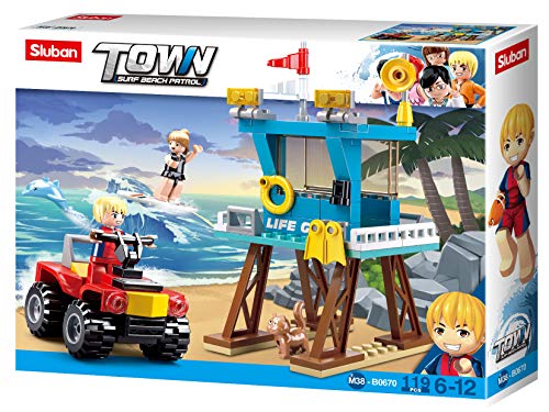 Strandturm mit Quad (119 Teile) [M38-B0670], Spielset, Klemmbausteine, Set mit Spielfigur, Stadtleben, Sluban SL95531 von Sluban Klemmbausteine