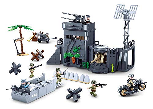 Sluban Klemmbausteine SL95721, WWII - Atlantikwall (765 Teile) [M38-B0861], Spielset , Klemmbausteine, Soldaten, mit Spielfigur, Army WWII, Für Kinder ab 4 Jahren , mehrfarbig von Sluban Klemmbausteine