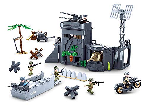 Sluban Klemmbausteine SL95721, WWII - Atlantikwall (765 Teile) [M38-B0861], Spielset , Klemmbausteine, Soldaten, mit Spielfigur, Army WWII, Für Kinder ab 4 Jahren , mehrfarbig von Sluban