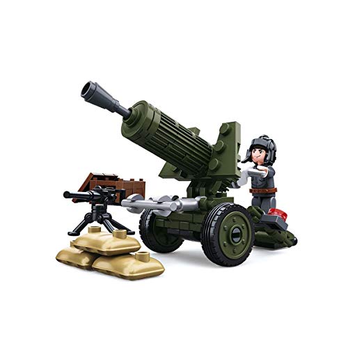 Sluban SL07122, WWII - Mini-Bauset Flak (88 Teile) [M38-B0678A], Spielset, Klemmbausteine, Soldaten mit Spielfigur, Army WWII, 4 Jahre, bunt von Sluban