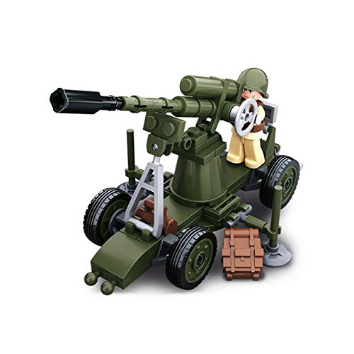 Sluban Klemmbausteine Sluban SL07124, WWII - Mini-Bauset Geschütz (77 Teile)[M38-B0678C], Spielset, Klemmbausteine, Soldaten, mit Spielfigur, Army WWII, bunt, 4 Jahre von Sluban