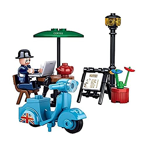Sluban SL07159, Rollerfahrer auf Terrasse (61 Teile) [M38-B0717D], Spielset , Klemmbausteine, City, mit Spielfigur, Stadtleben von Sluban Klemmbausteine