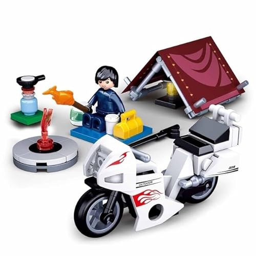 Sluban Klemmbausteine Motorradfahrer bei Camping (76 Teile) [M38-B0717E], Spielset, Klemmbausteine, City, mit Spielfigur, Stadtleben, Bunt, Klemmbausteine SL07160 von Sluban Klemmbausteine