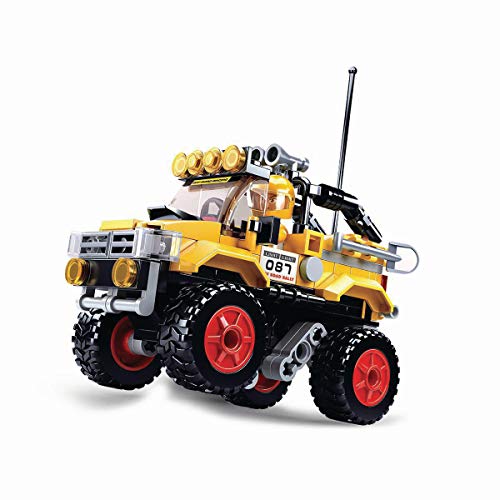 Sluban Klemmbausteine SL95525, Offroad-Fahrzeug - Gelb (146 Teile) [M38-B0663A], Spielset, Klemmbausteine, Rennauto, mit Spielfigur, Car Club von Sluban