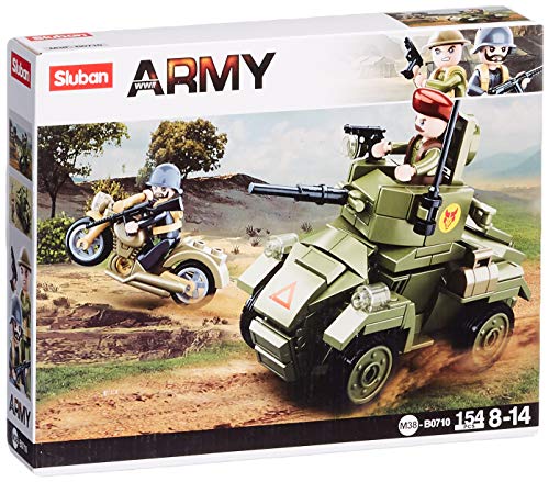 WWII - Brit. Panzerwagen (154 Teile) [B0710], Spielset, Klemmbausteine, Soldaten, mit Spielfigur, Army WWII, Sluban SL95580 von Sluban Klemmbausteine