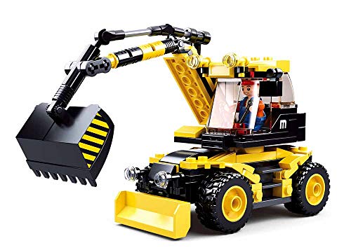 Sluban Klemmbausteine SL95675, Bagger (195 Teile) [M38-B0805], Spielset , Klemmbausteine, Baustätte, mit Spielfigur, Baustelle, bunt von Sluban Klemmbausteine