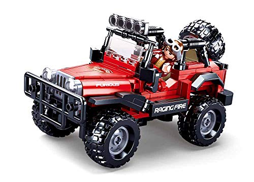 Sluban Klemmbausteine Jeep 4WD rot (253 Teile) [M38-B0816], Spielset, Klemmbausteine, Auto, mit Spielfigur, Car Club, bunt, SL95686 von Sluban Klemmbausteine