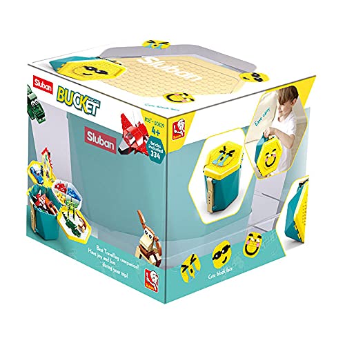 Sluban Klemmbausteine M38-B0829, Spiel- & Transporteimer Grün (inkl. 334 Teile), Spielset , Klemmbausteine, Bauplatte, Bausteine, Basissteine, Mehrfarbig von Sluban Klemmbausteine