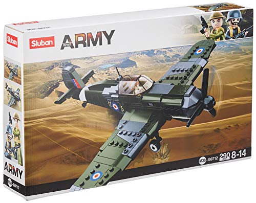 WWII - Brit. Jagdflugzeug (297 Teile) [B0712], Spielset, Klemmbausteine, Soldaten, mit Spielfigur, Army WWII, Sluban SL95582 von Sluban