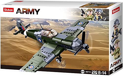 WWII - Brit. Jagdflugzeug (297 Teile) [B0712], Spielset, Klemmbausteine, Soldaten, mit Spielfigur, Army WWII, Sluban SL95582 von Sluban Klemmbausteine