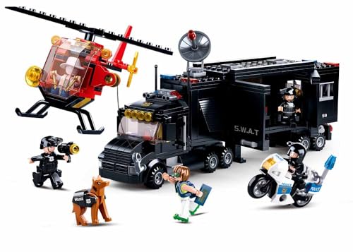 SWAT Einsatzfahrzeug (540 Teile) [M38-B0659], Spielset Klemmbausteine, Rettungskräfte, mit Spielfigur, Polizei, Sluban SL95520 von Sluban