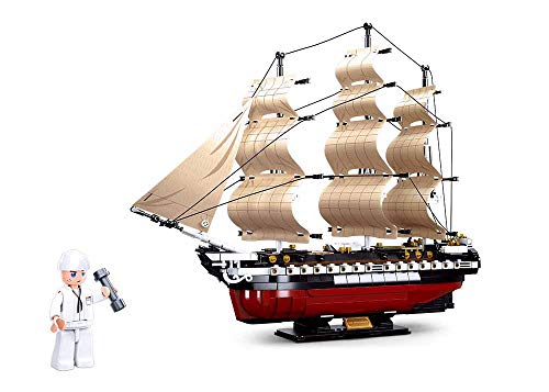Sluban Klemmbausteine Fregatte (1118 Teile) [M38-B0836], Spielset, Klemmbausteine, Schifffahrt, mit Spielfigur, Verschiedenes, Mehrfarbig, SL95706 von Sluban Klemmbausteine