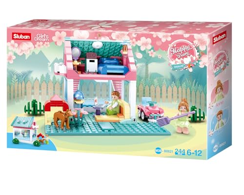 Sluban Klemmbausteine SL95691, Neue Nachbarn (244 Teile) [M38-B0821], Spielset , Klemmbausteine, City, mit Spielfigur, Mädchenträume, bunt von Sluban Klemmbausteine