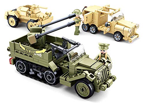 Sluban Klemmbausteine SL95682, WWII - Kampffahrzeuge Set (552 Teile) [M38-B0812], Spielset, Klemmbausteine, Soldaten, mit Spielfigur, Army WWII, bunt von Sluban Klemmbausteine