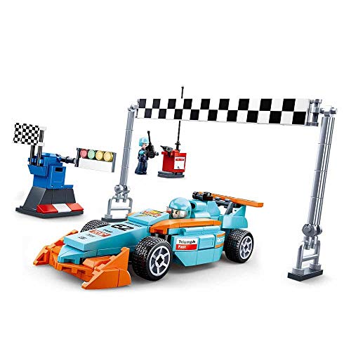 Sluban Klemmbausteine SL95622, Kleine Rennstrecke (201 Teile) [M38-B0762], Spielset, Klemmbausteine, Rennauto, mit Spielfigur, Car Club bunt von Sluban Klemmbausteine