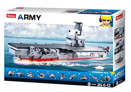 Sluban M38-B0662 Army-10-in-1 Aircraft Carrier (Geschenkbox), 361 Stück, Mehrfarbig von Sluban