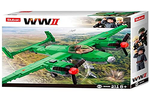 Sluban Klemmbausteine SL95559, WWII - Alliierter Bomber (312 Teile)[M38-B0688], Spielset, Klemmbausteine, Soldaten, mit Spielfigur, Army WWII, Multi Color von Sluban