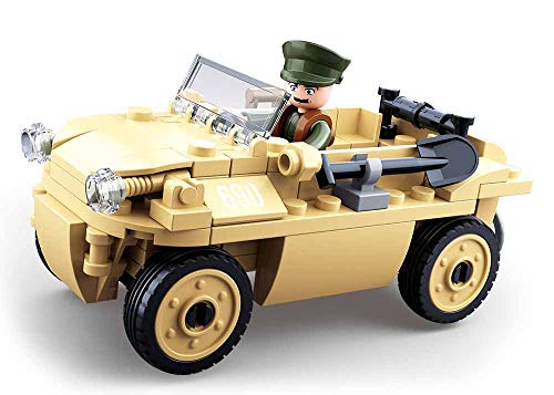 Sluban Klemmbausteine SL95561, WWII - Amphibienfahrzeug (103 Teile) [B0690], Spielset , Klemmbausteine, Soldaten, mit Spielfigur, Army WWII, M38-B0690, multi color von Sluban