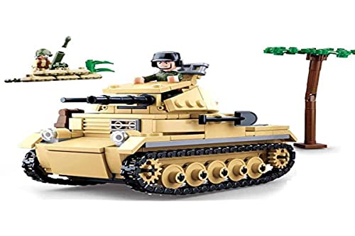 Sluban Klemmbausteine SL95562, WWII - Leichter Dt. Panzer (356 Teile) [M38-B0691], Spielset, Klemmbausteine, Soldaten, mit Spielfigur, Army WWII, Multi Color von Sluban