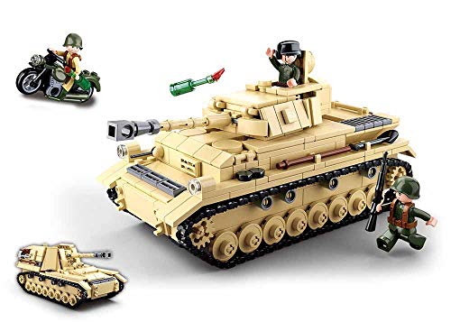 Sluban Klemmbausteine SL95565, WWII - Deutscher Panzer [M38-B0693], Spielset, Klemmbausteine, Soldaten, mit Spielfigur, Army WWII, Multi Color von Sluban