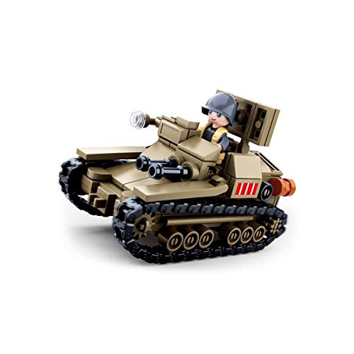 Sluban Klemmbausteine M38-B0709 SL95579, WWII - Leichter Ital. Panzer, Für Kinder ab 4 Jahren, (182 Teile) [B0709], Spielset , Klemmbausteine, Soldaten, mit Spielfigur, Army WWII von Sluban