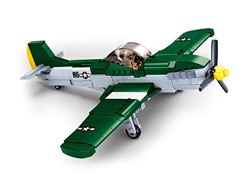 WWII - Amerikanisches Jagdflugzeug (323 Teile), Spielset, Steckbausteine, mit Spielfigur, für Kinder ab 4 Jahren von Sluban