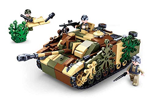 WWII - Deutscher Jagdpanzer (524 Teile), Spielset, Steckbausteine, mit Spielfigur, für Kinder ab 4 Jahren, Mehrfarbig von Sluban