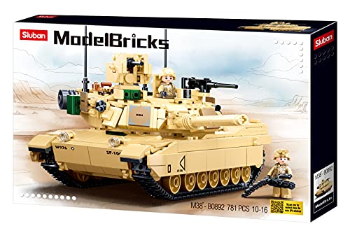 Sluban- Modell Bricks-M1A2 Sep V2 Abrams Hand Battle Tank 781 Stück, M38-B0892, Mehrfarbig von Sluban